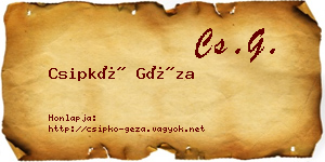 Csipkó Géza névjegykártya
